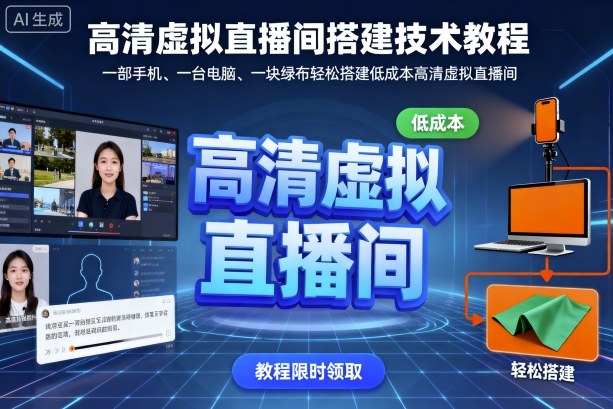 高清虚拟直播间搭建技术教程，一部手机、一台电脑、一块绿布轻松搭建低成本高清虚拟直播间-网创之家