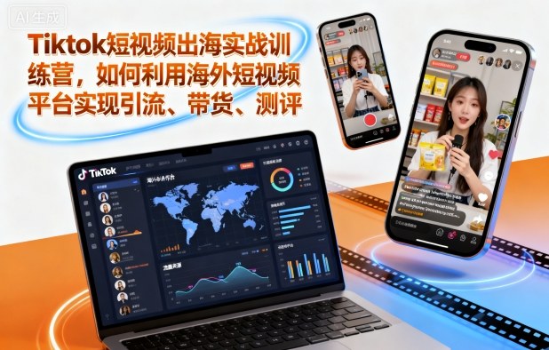 Tiktok短视频出海实战训练营，如何利用海外短视频平台实现引流、带货、测评-网创之家