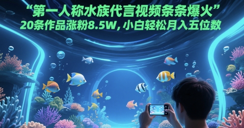第一人称水族代言视频条条爆火，20条作品涨粉8.5W，小白轻松月入五位数-网创之家