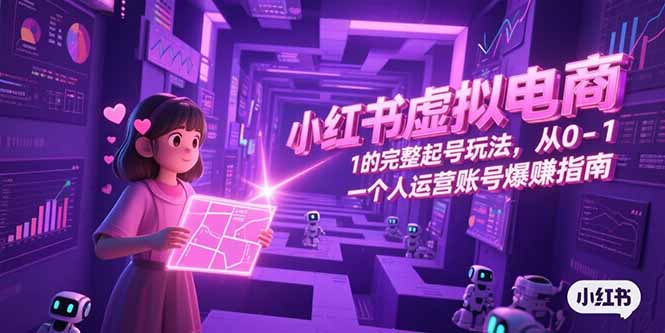 小红书虚拟电商，从0-1的完整起号玩法，一个人运营账号爆赚指南-网创之家