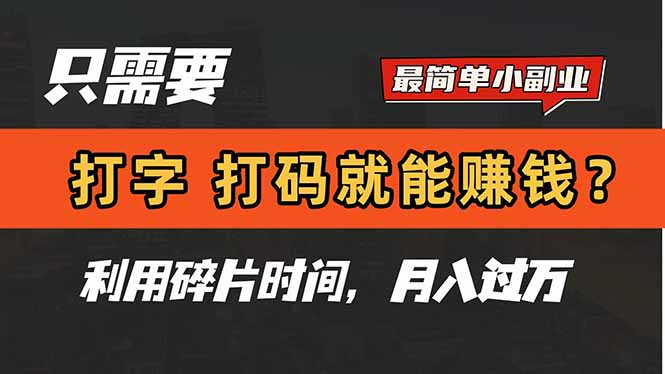 只需要打字，打码，就能赚钱？简单的赚钱小副业，利用碎片时间，月入过万-网创之家
