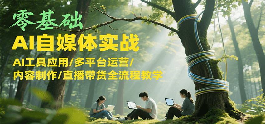 零基础AI自媒体实战，AI工具应用/多平台运营/内容制作/直播带货全流程教学-网创之家