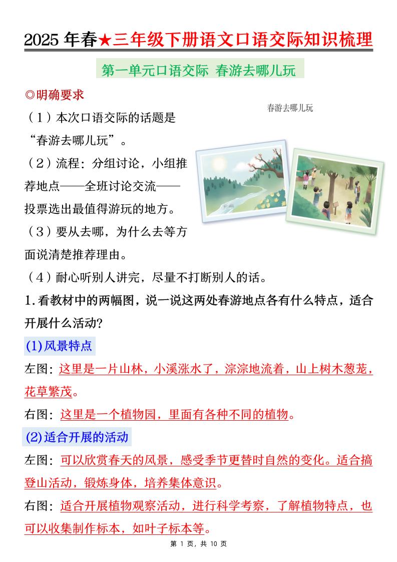 25春三下语文口语交际知识梳理（10页）-网创之家