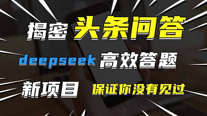 头条问答，刚出的新玩法！保证你没见过！用DeepSeek去高效答题，一个账...-网创之家