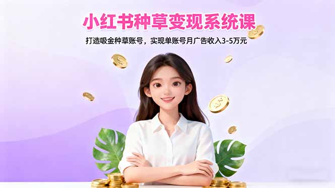 小红书种草变现系统课：打造吸金种草账号，实现单账号月广告收入3-5万元-网创之家