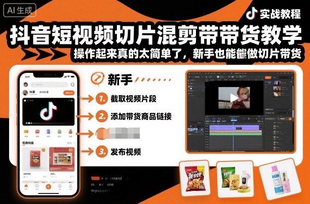 抖音短视频切片混剪带货教学，操作起来真的太简单了，新手也能做切片带货-网创之家