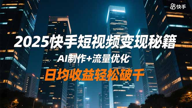 2025快手短视频变现秘籍，AI制作+流量优化，日均收益轻松破千-网创之家