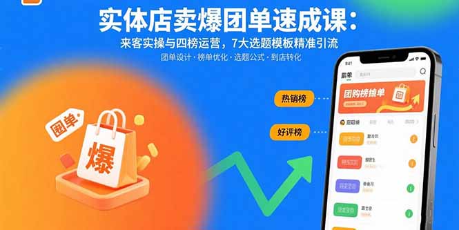 实体店卖爆团单速成课：来客实操与四榜运营，7大选题模板精准引流-网创之家