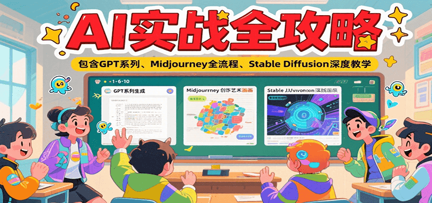 AI实战全攻略，包含GPT系列、Midjourney全流程、Stable Diffusion深度教学-网创之家