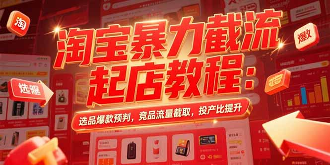 淘宝暴力截流起店教程：选品爆款预判，竞品流量截取，投产比提升-网创之家