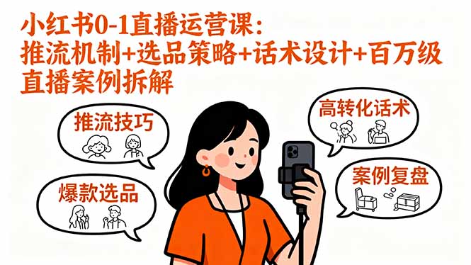 小红书0-1直播运营课：推流机制+选品策略+话术设计+百万级直播案例拆解-网创之家