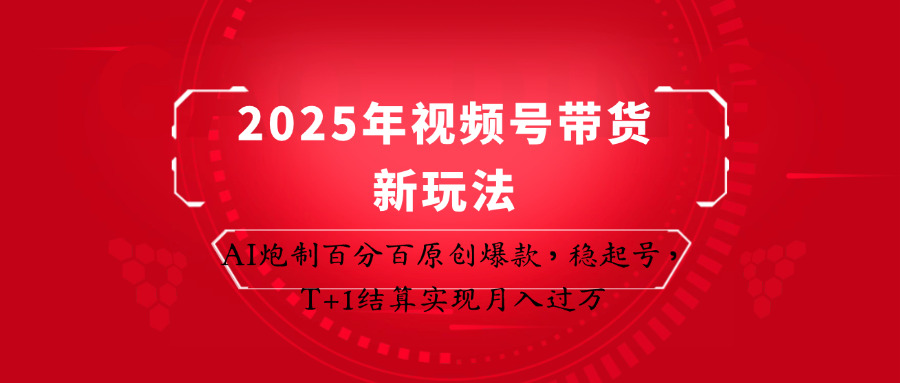 2025年视频号带货新玩法：AI炮制百分百原创爆款，稳起号，T+1结算实现月入过万-网创之家