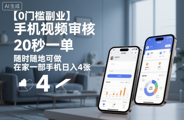 【0门槛副业】手机视频审核，20秒一单，随时随地可做，在家一部手机日入4张【揭秘】-网创之家