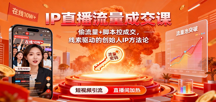 IP直播流量成交课：偷流量+脚本控成交，线索驱动的创始人IP方法论-网创之家