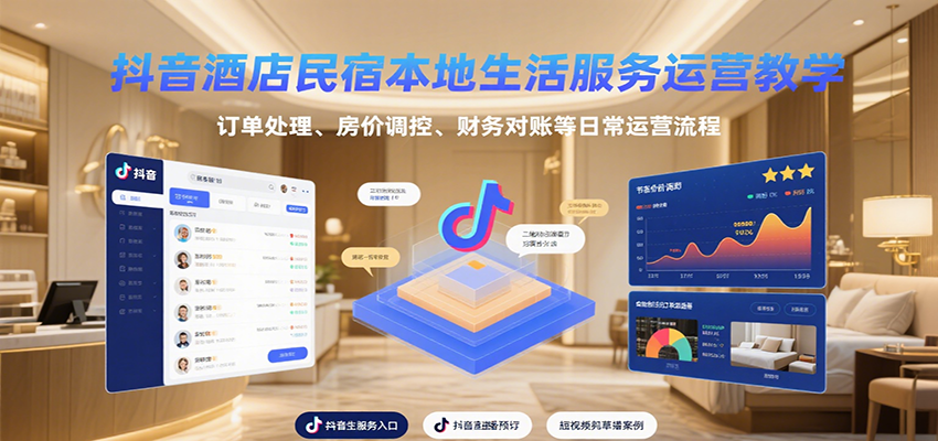 抖音酒店民宿本地生活服务运营教学，订单处理、房价调控、财务对账等日常运营流程-网创之家