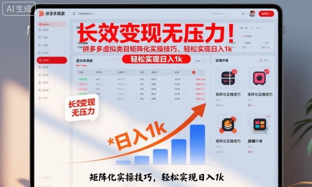 长效变现无压力！拼多多虚拟类目矩阵化实操技巧，轻松实现日入1k【揭秘】-网创之家