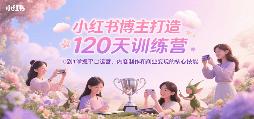 小红书博主打造120天训练营，0到1掌握平台运营、内容制作和商业变现-网创之家