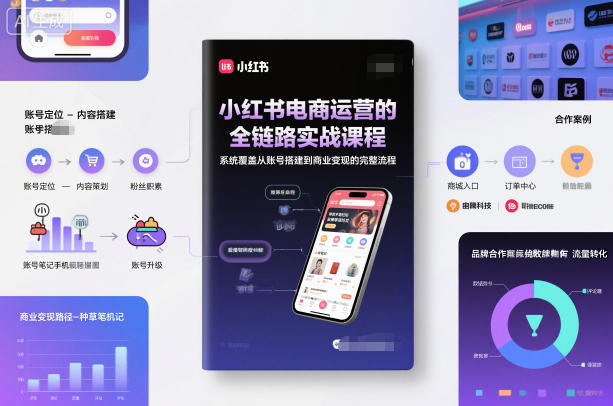 小红书电商运营的全链路实战课程，系统覆盖从账号搭建到商业变现的完整流程-网创之家