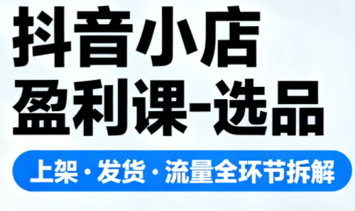 抖音小店盈利课-选品·上架·发货·流量全环节拆解-网创之家