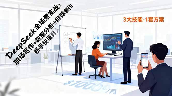 DeepSeek全场景实战：职场写作+数据分析+自媒体创作，新手快速月入过万-网创之家