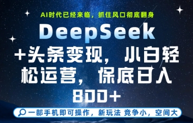 DeepSeek+头条变现，保姆级教学，小白轻松上手，日入8张+【揭秘】-网创之家