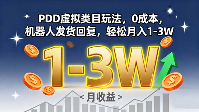 PDD虚拟类目玩法，0成本，机器人发货回复，轻松月入1-3W-网创之家