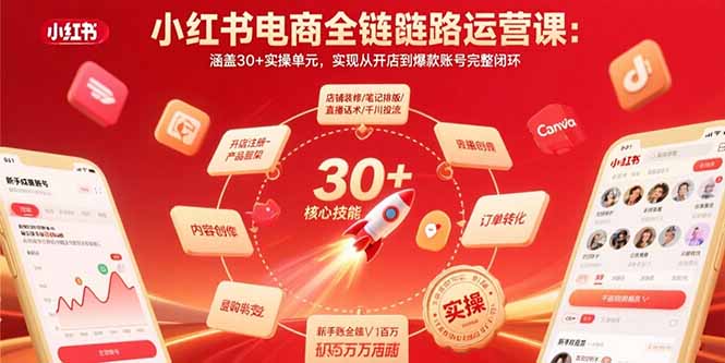 小红书电商全链路运营课：涵盖30+实操单元，实现从开店到爆款账号完整闭环-网创之家