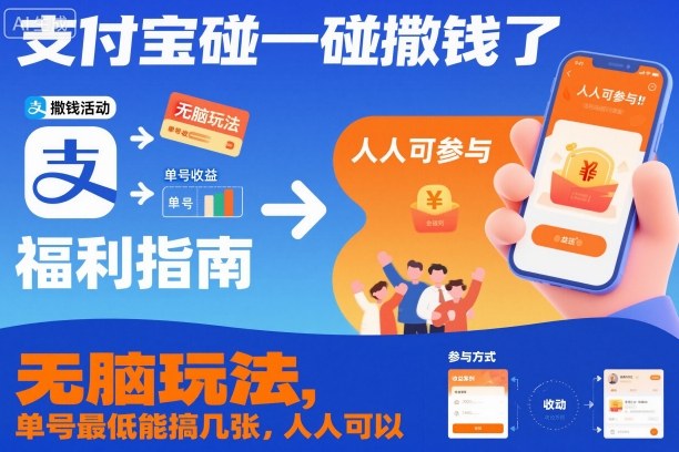 支付宝碰一碰撒钱了，无脑玩法，单号最低能搞几张，人人可以撸【揭秘】-网创之家