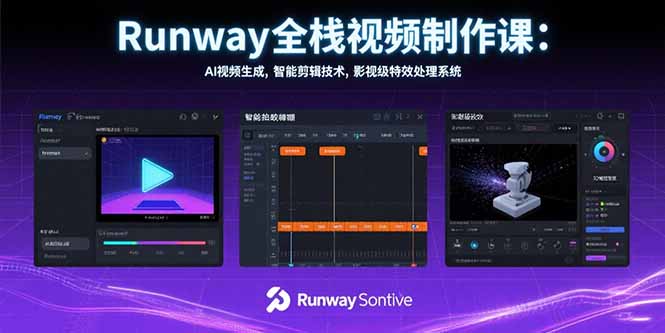 Runway全栈视频制作课：AI视频生成，智能剪辑技术，影视级特效处理系统-网创之家