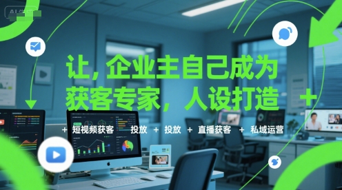 让企业主自己成为获客专家，人设打造+短视频获客+投放+直播获客+私域运营-网创之家