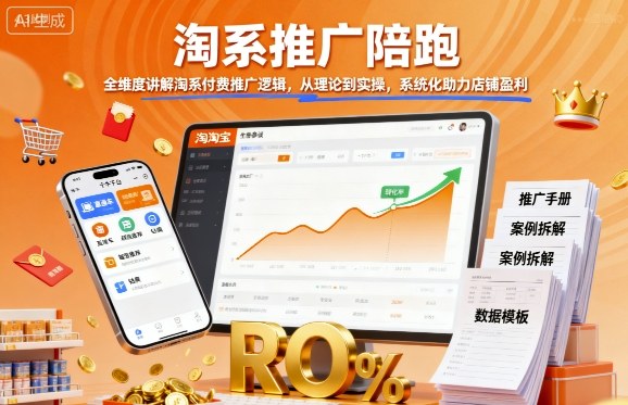 淘系推广陪跑，全维度讲解淘系付费推广逻辑，从理论到实操，系统化助力店铺盈利-网创之家