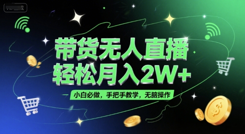 带货无人直播，轻松月入2W+，小白必做，手把手教学，无脑操作(附学习资料)-网创之家