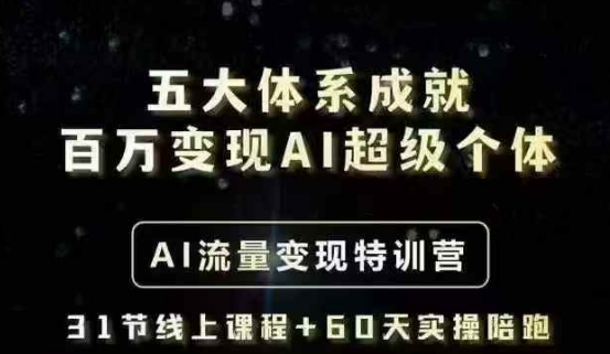 五大体系成就百万变现AI超级个体- AI流量变现特训营，一步一步教你一个人怎么年入百W-网创之家