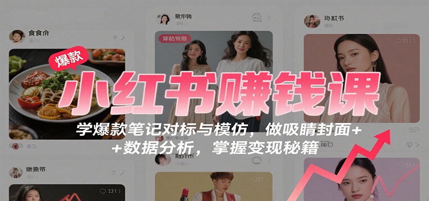 小红书赚钱课：学爆款笔记对标与模仿，做吸睛封面 + 数据分析，掌握变现秘籍-网创之家