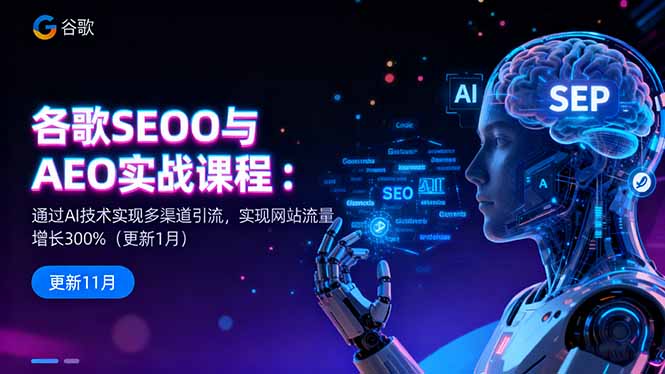 谷歌SEO与AEO实战课程：通过AI技术实现多渠道引流，实现网站流量增长300%-网创之家