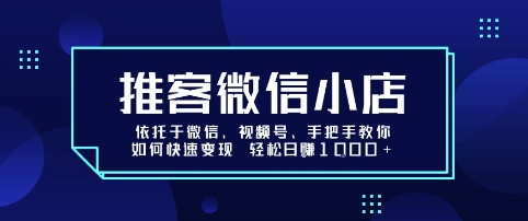 推客微信小店依托于微信、视频号，手把手教你如何快速变现 轻松日入1k+【揭秘】-网创之家
