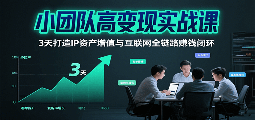 小团队高变现实战课，3天打造IP资产增值与互联网全链路赚钱闭环(第二期)-网创之家