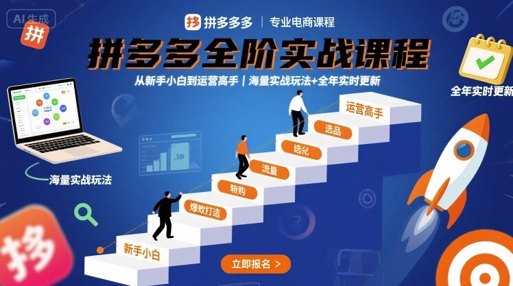 拼多多全阶实战课程，从新手小白到运营高手，海量实战玩法+全年实时更新【2025年9月更新】-网创之家