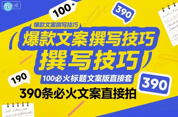 爆款文案撰写技巧，100个必火标题文案模版直接套，390条必火文案直接拍-网创之家