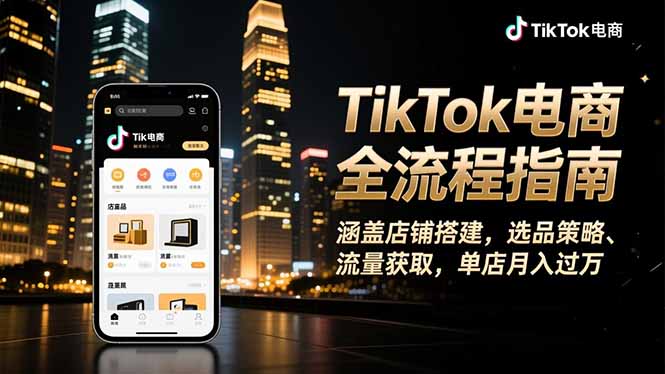 TikTok电商全流程指南，涵盖店铺搭建、选品策略、流量获取，单店月入过万-网创之家