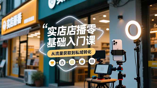实体店播零基础入门课，实体店+短视频+直播+微信生态+私域社群，从流量获取到私域转化-网创之家