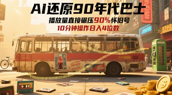 AI还原90年代巴士，一帧就让70后泪崩，播放量直接碾压90%怀旧号，每天操作十分钟，日入四位数-网创之家