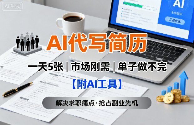 AI代写简历，一天5张，今年找工作难，市场刚需，单子做不完【附AI工具】-网创之家