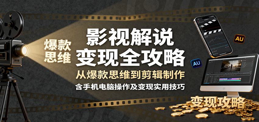 影视解说变现全攻略：从爆款思维到剪辑制作，含手机电脑操作及变现实用技巧-网创之家