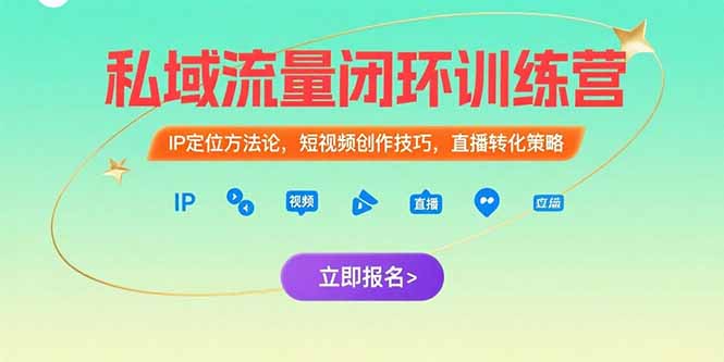 私域流量闭环训练营：IP定位方法论，短视频创作技巧，直播转化策略-网创之家