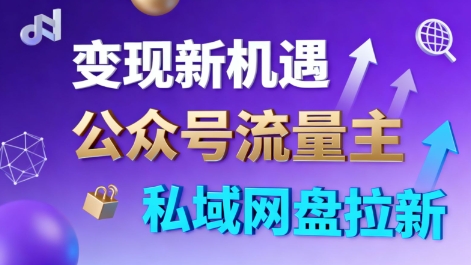 公众号流量主+私域网盘拉新,多方式变现,简单易上手,当天就有收益-网创之家