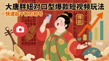 大唐胖妞对口型爆款短视频玩法，快速起千粉万粉号-网创之家