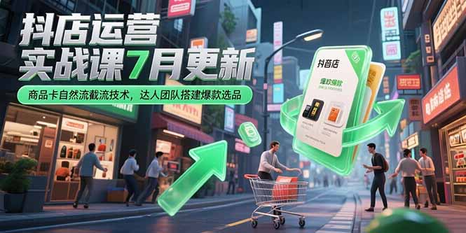 抖店运营实战课7月更新，商品卡自然流截流技术，达人团队搭建爆款选品-网创之家