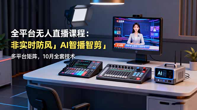 全平台无人直播课程：非实时防风＋AI智播智剪＋多平台矩阵，10月全套技术-网创之家