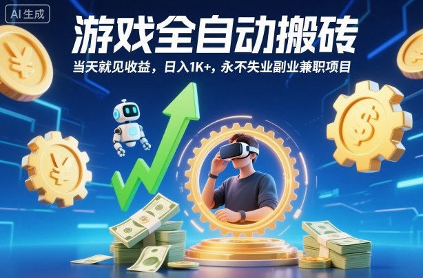 游戏全自动搬砖，当天就见收益，日入1K+，永不失业副业兼职项目【揭秘】-网创之家